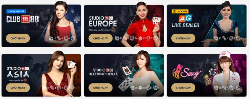 các sảnh roulette M88